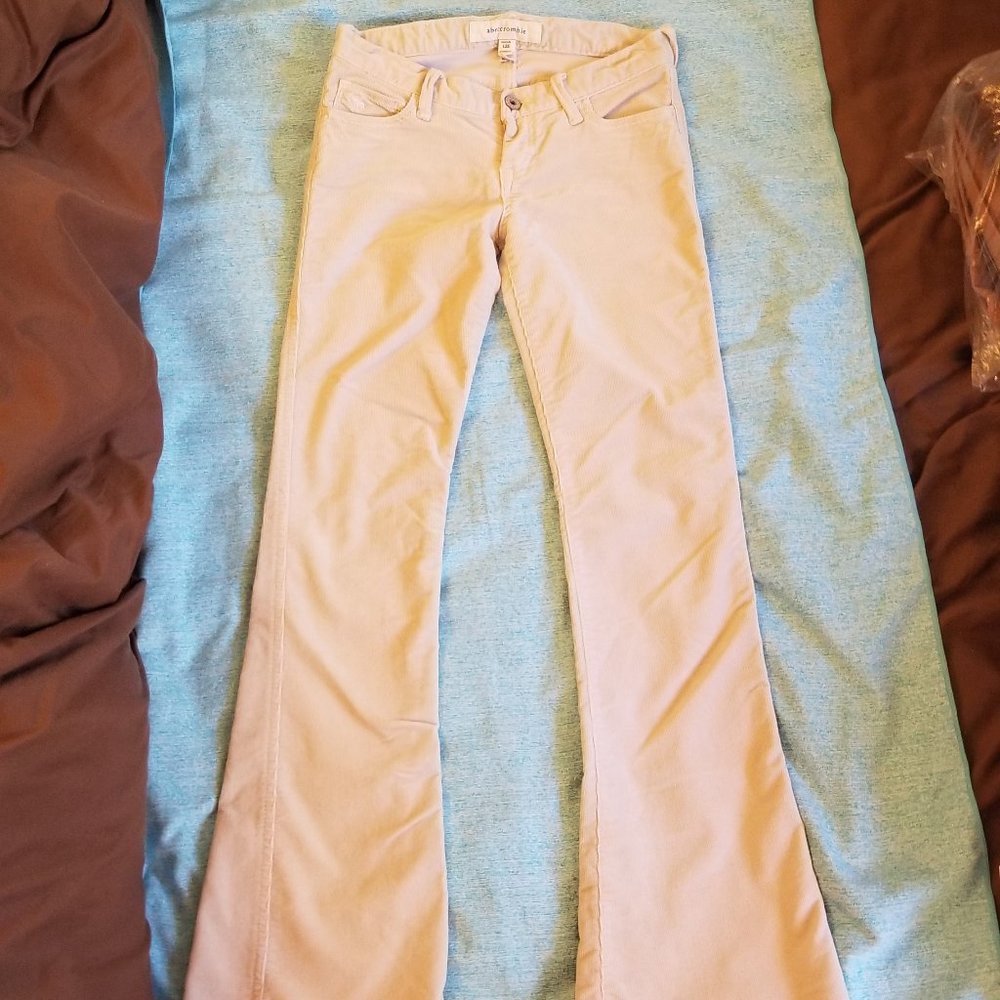 Abercrombie Cream Corduroy Jeans Stretch 12S Bell - Picture 2 of 14